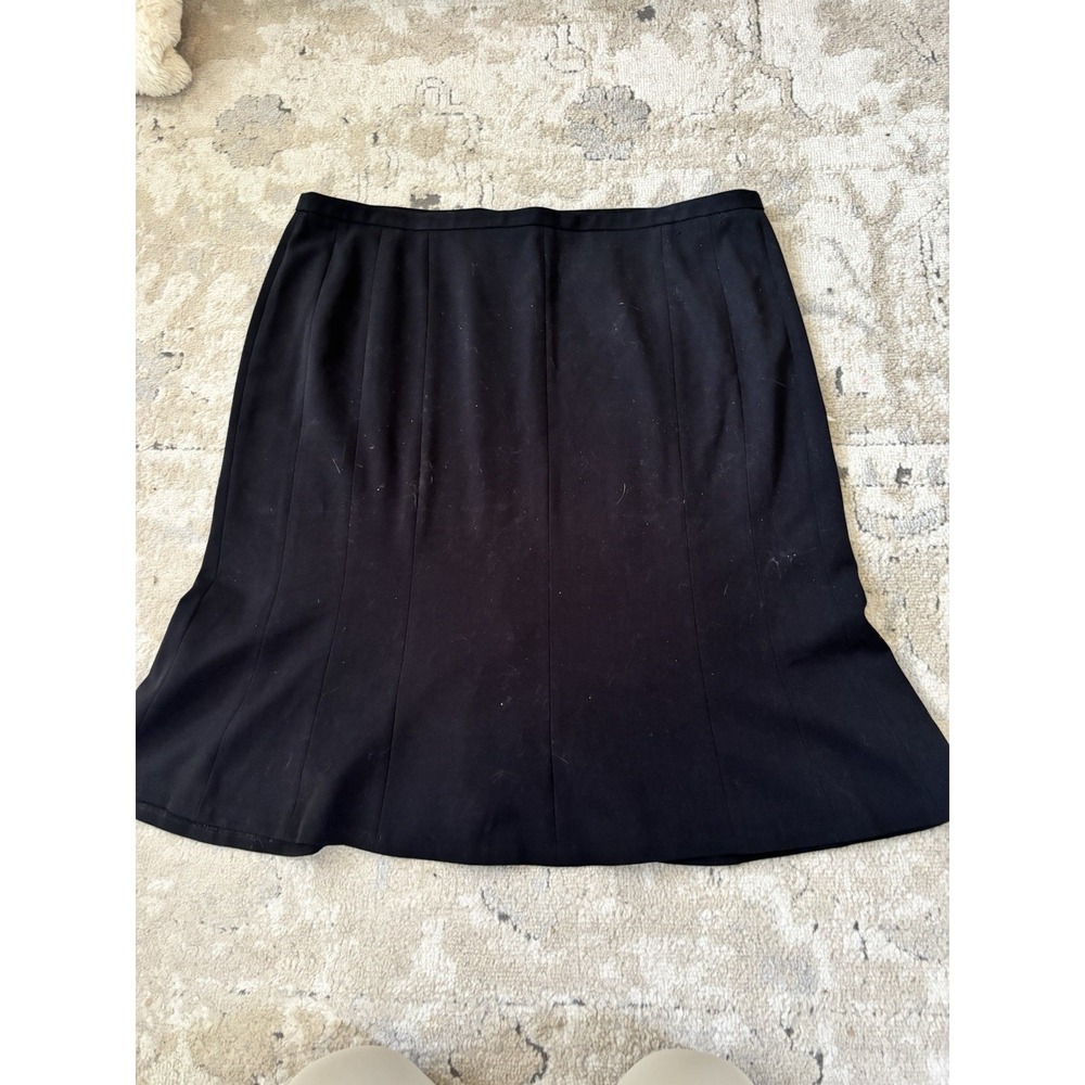LANE BRYANT Black Flare Skirt Midi Lined Smart Poly Rayon Stretch Sz 16 Back Zip